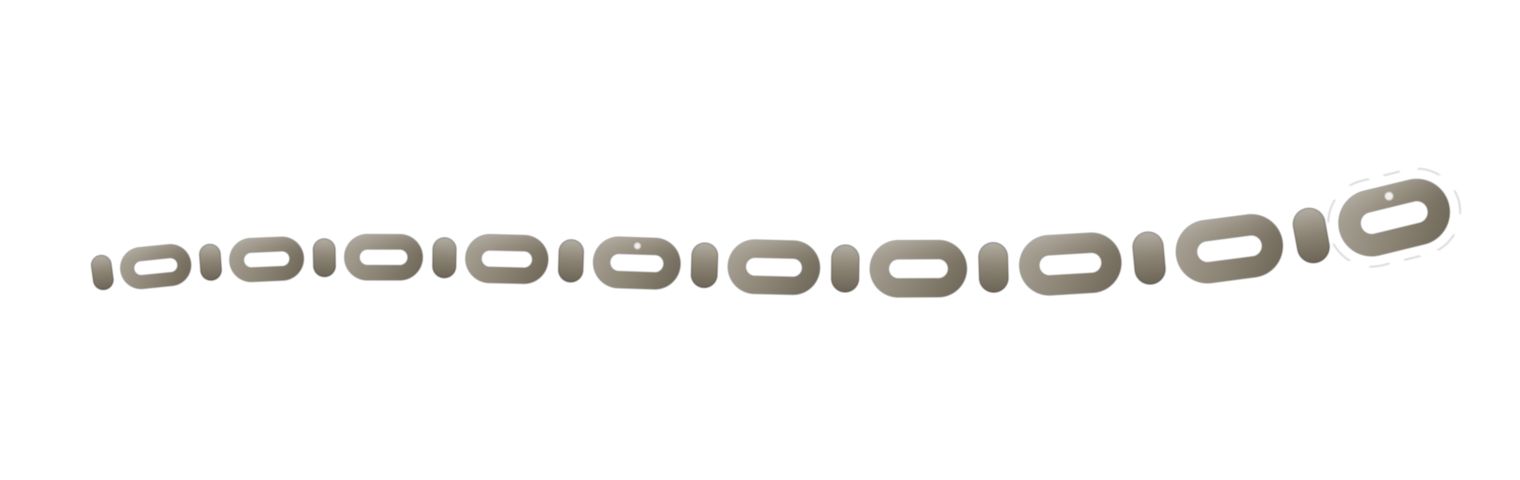 Twenty interlocked metal links forming a chain